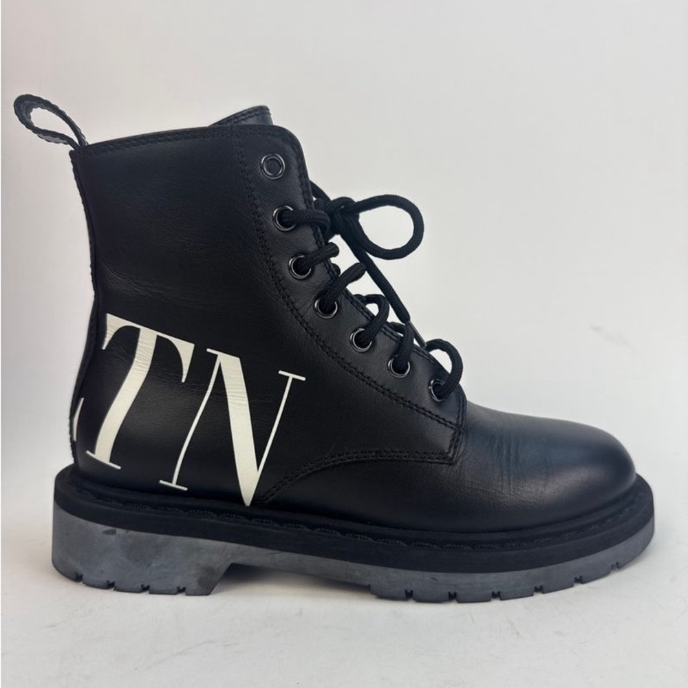 Valentino Garavani VLTN Logo Combat Boots Black Leather Size 35 (US 5) NIB